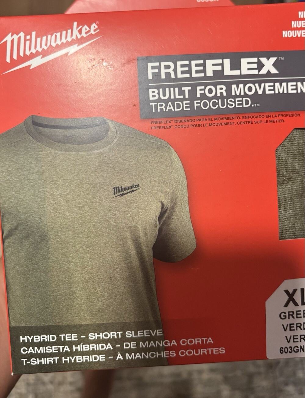 Milwaukee Freeflex Hybrid Tee Men's XL Green Short Sleeve Crew Breathable